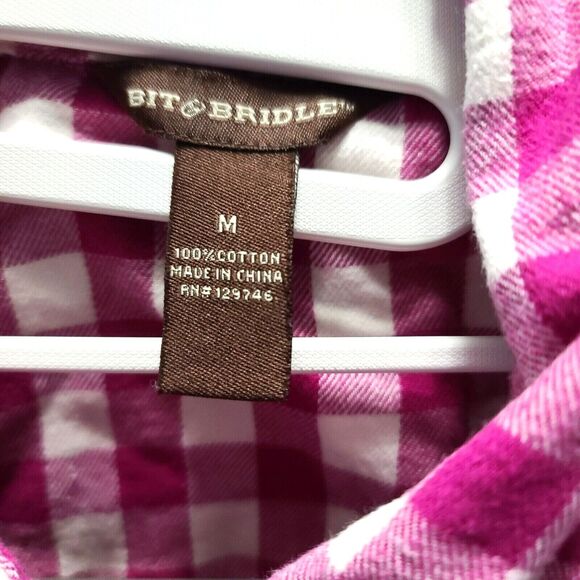 Bit & Bridle Womens Button-up Shirt Multicolor Size Medium 100% Cotton - Picture 6 of 12